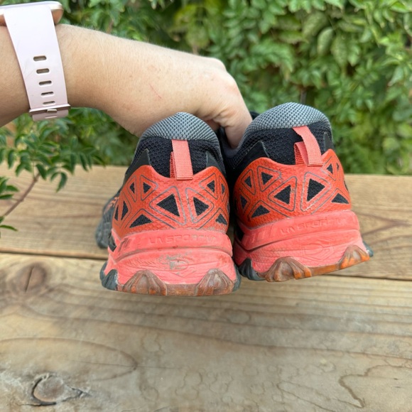 LA SPORTIVA men bushido ii trail running shoe red orange gray black sz 12 hike - Picture 8 of 11